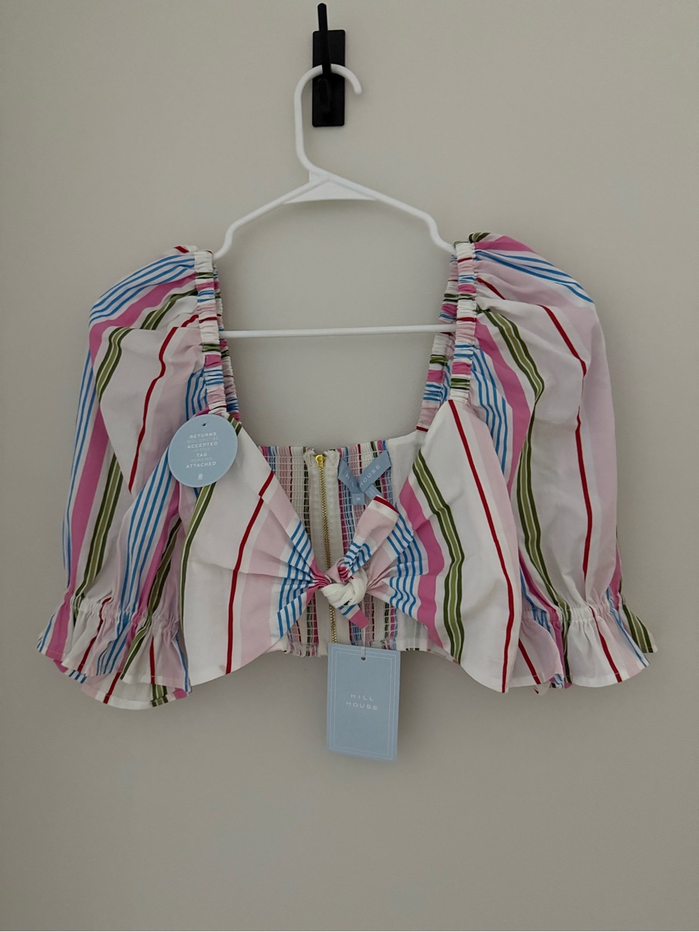 NWT Hill House Isabella Top in Rainbow Stripe - Size M